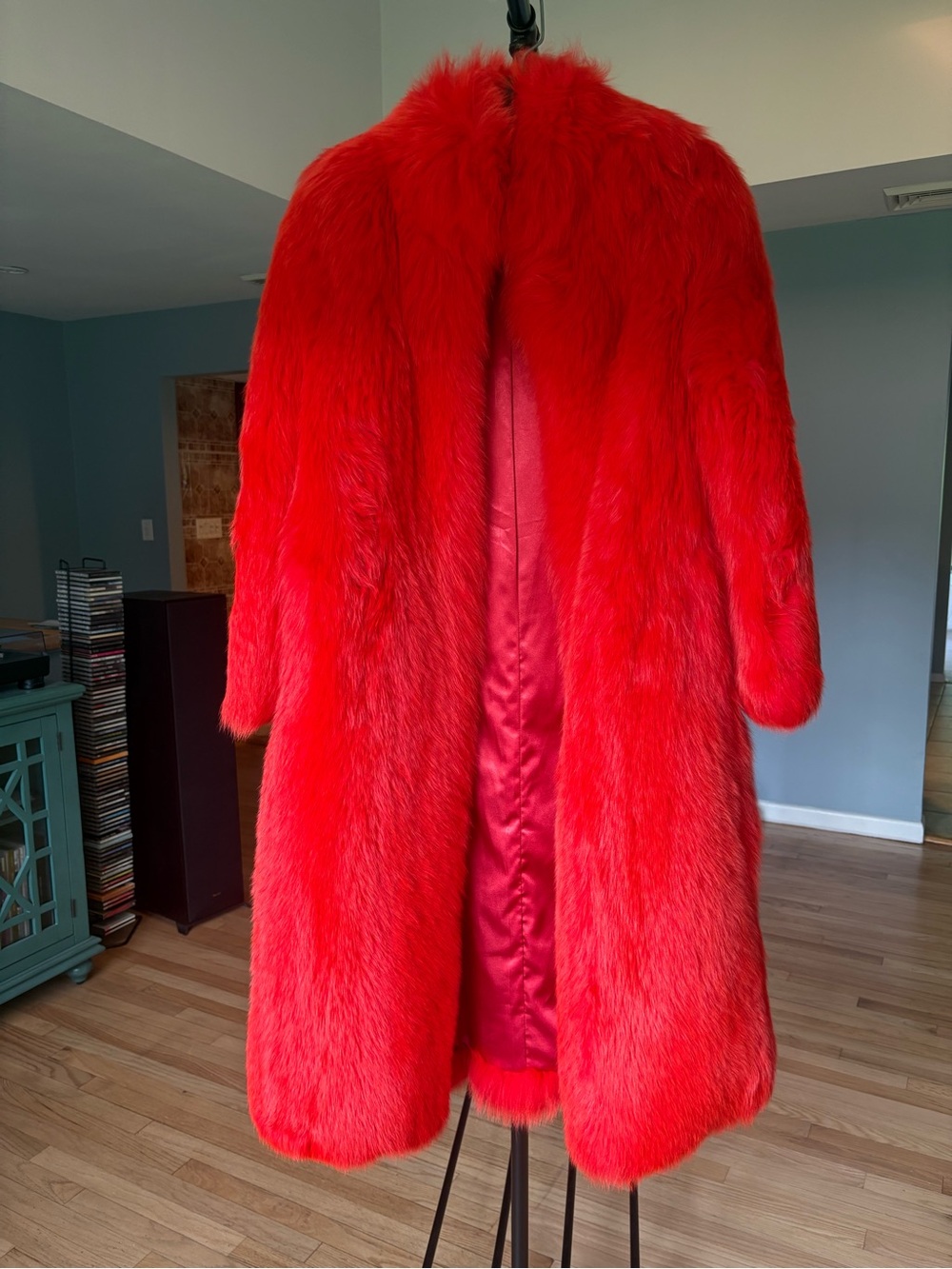 Vibrant Real Fox Fur Long Coat